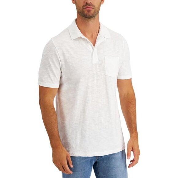 Club Room Men's Polo Shirt Slub Knit Short Sleeve 100132075MN White Size Medium - Picture 1 of 2